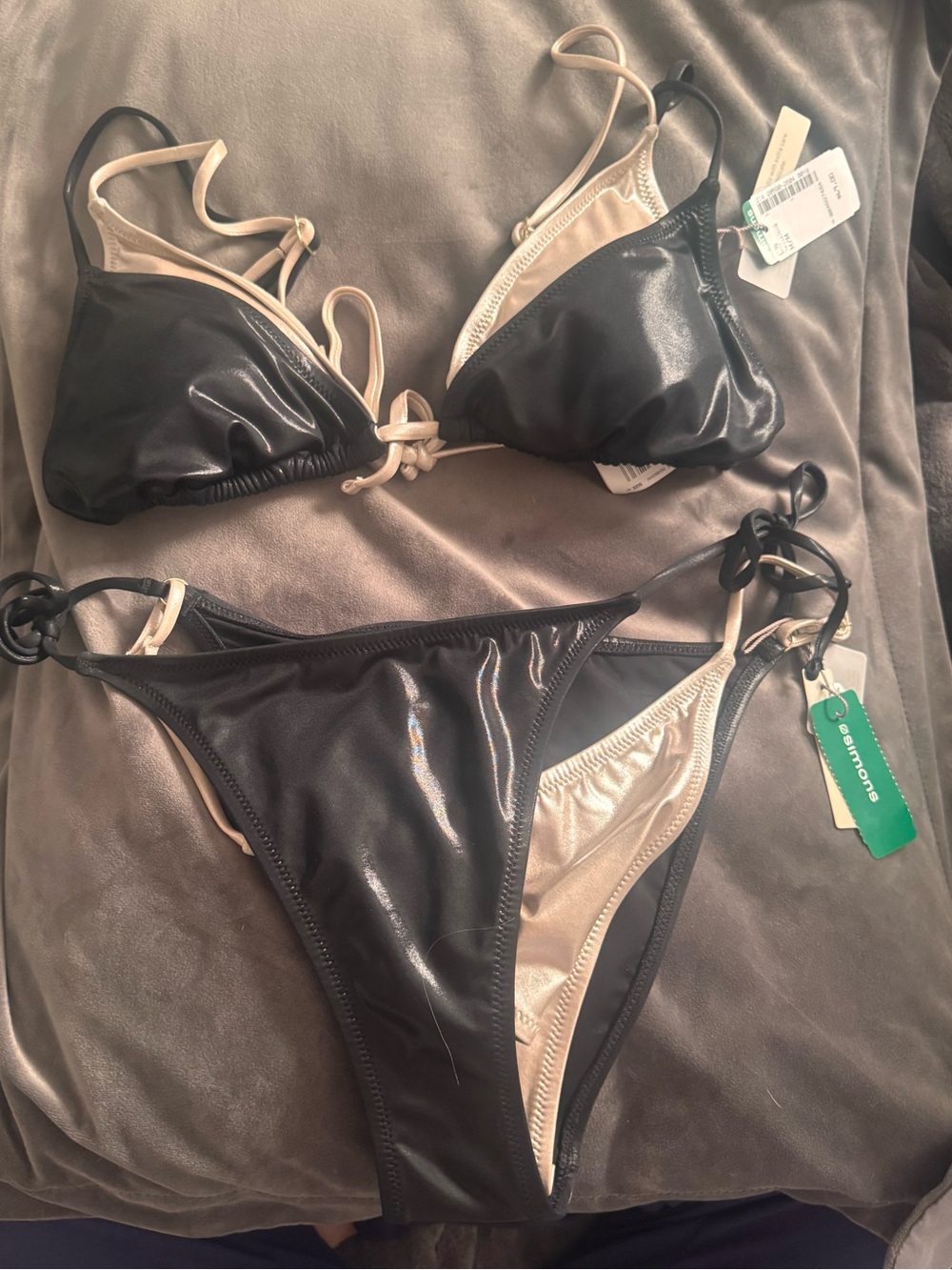 Simons NWT Shiny metallic layered-look Bikini